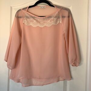 Blue Sketch Lace Blouse – Cottagecore / Fairy Style - Pale Peach & Cream
